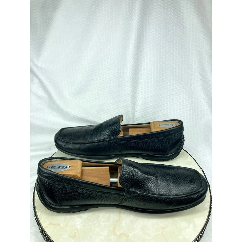 ECCO Leather Slip On Driving Loafers Mens 11-11.5 Black Classic Business Shoes
